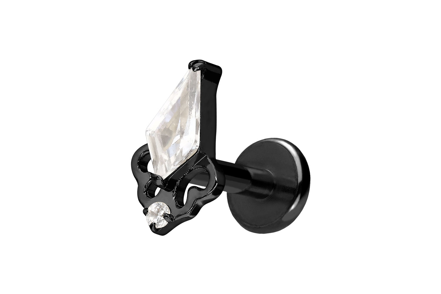 Titan Labret Piercing mit Push Fit KRISTALLSCHILD